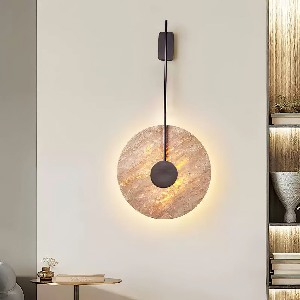 Applique murale moderne Eldric en Noir et travertin jaune