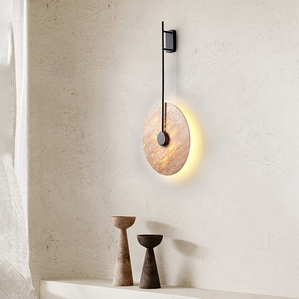Applique murale moderne Eldric en Noir et travertin jaune