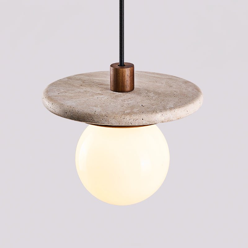 Suspension moderne Snorre en Travertin jaune et noyer