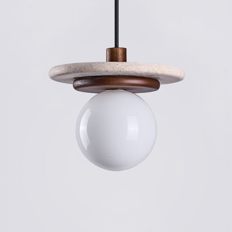 Suspension moderne Snorre en Travertin jaune et noyer