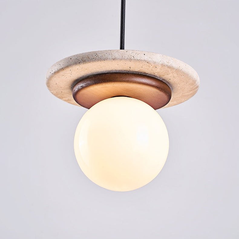 Suspension moderne Snorre en Travertin jaune et noyer