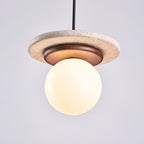 Suspension moderne Snorre en Travertin jaune et noyer