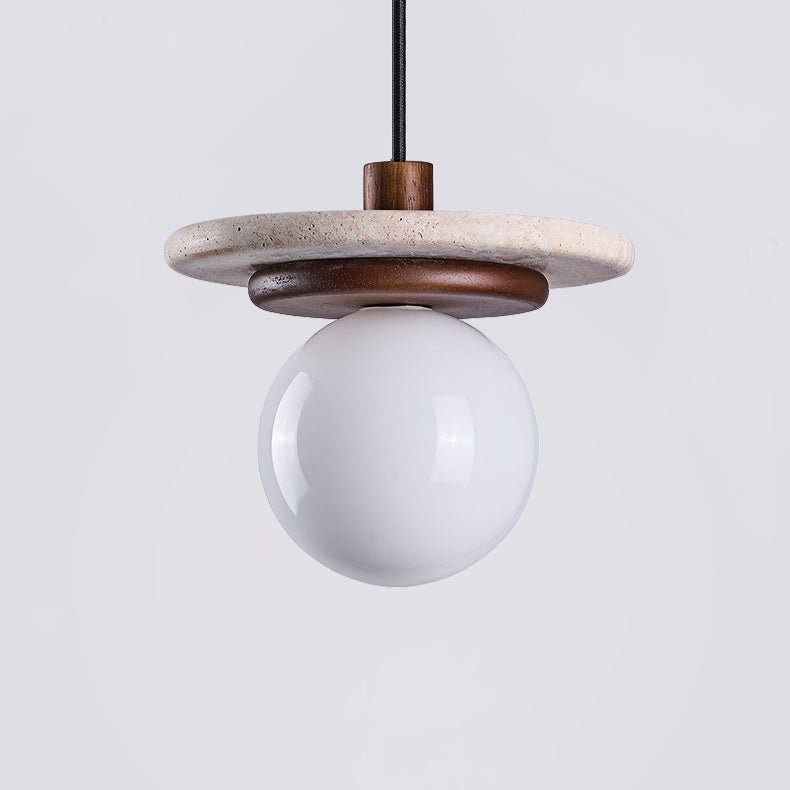 Suspension moderne Snorre en Travertin jaune et noyer