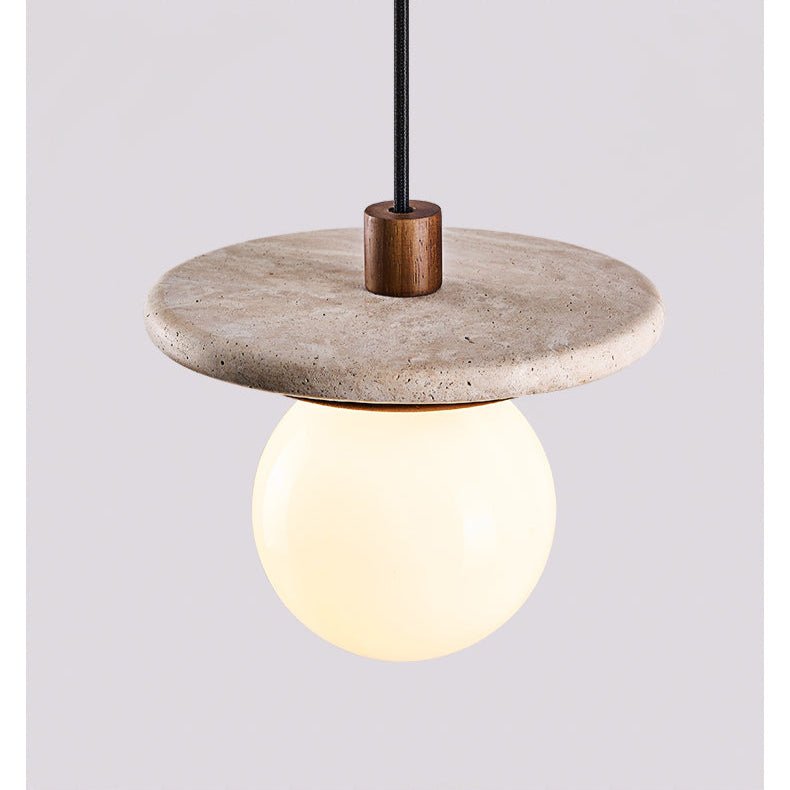 Suspension moderne Snorre en Travertin jaune et noyer