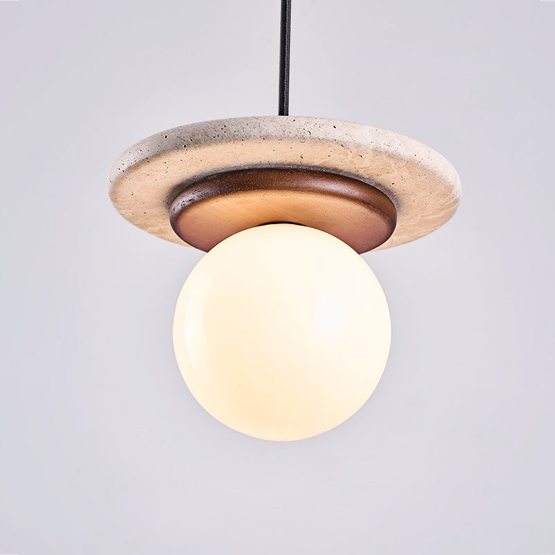 Suspension moderne Snorre en Travertin jaune et noyer