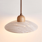 Suspension moderne Svanur en Bois et travertin jaune