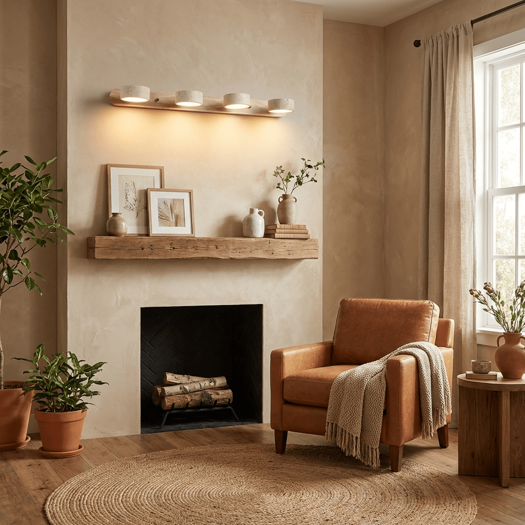 Applique murale moderne Sippo en Travertin Noyer
