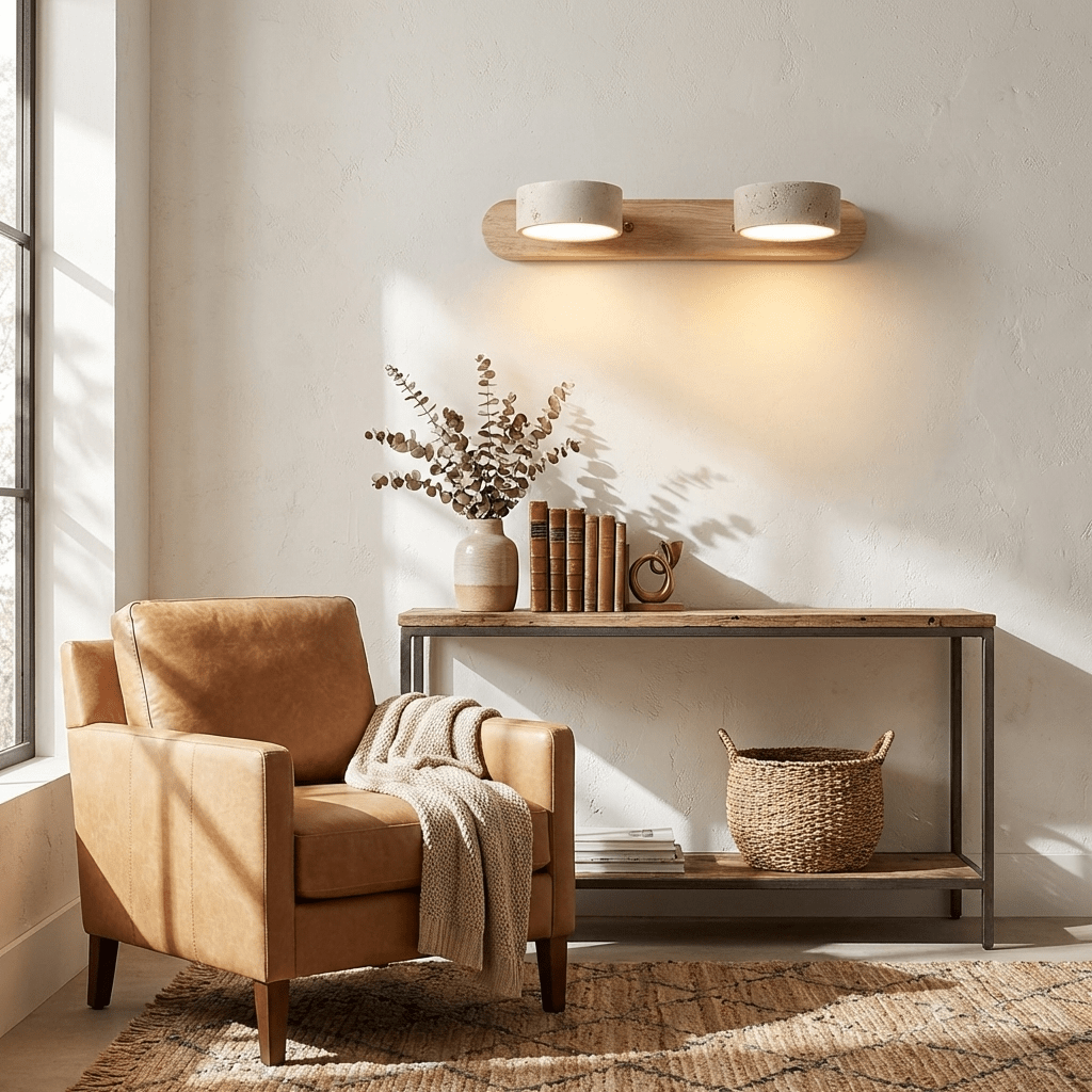 Applique murale moderne Sippo en Travertin Noyer
