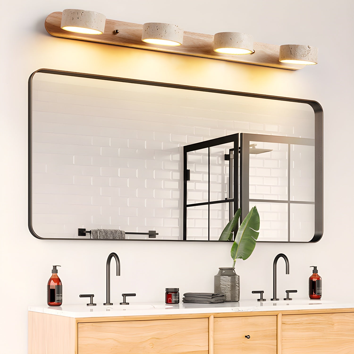 Applique murale moderne Sippo en Travertin Noyer
