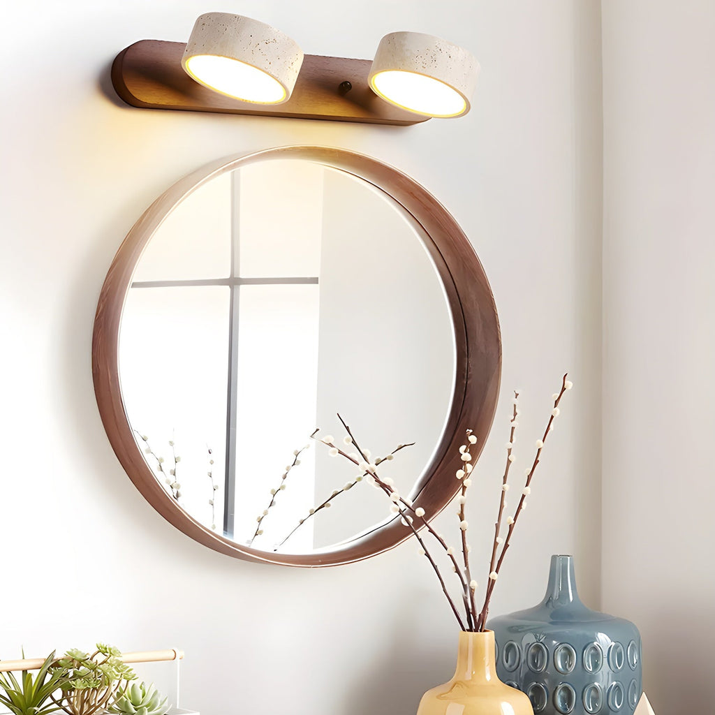 Applique murale moderne Ollie en Noyer et travertin jaune