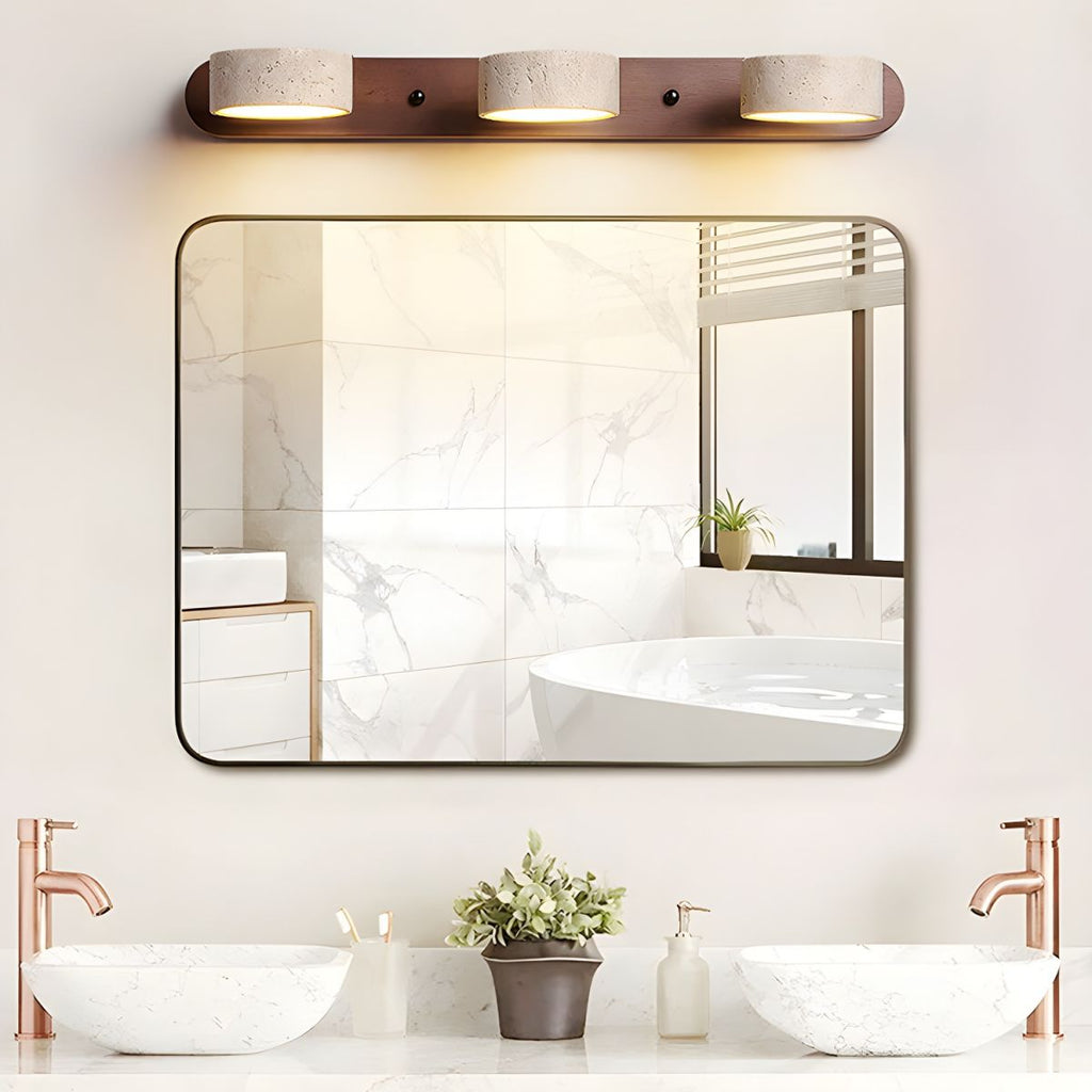 Applique murale moderne Ollie en Noyer et travertin jaune