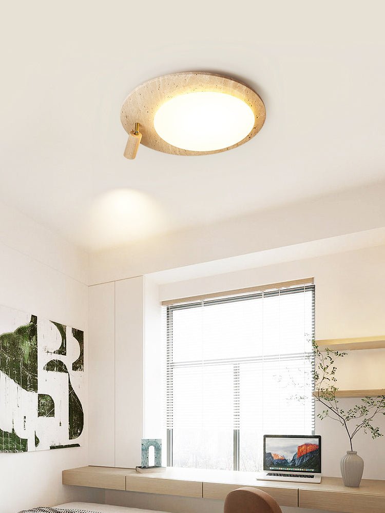 Plafonnier moderne Carson en Travertin jaune et noyer