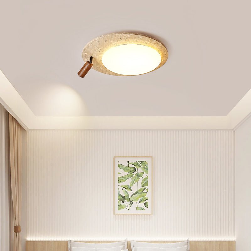 Plafonnier moderne Carson en Travertin jaune et noyer