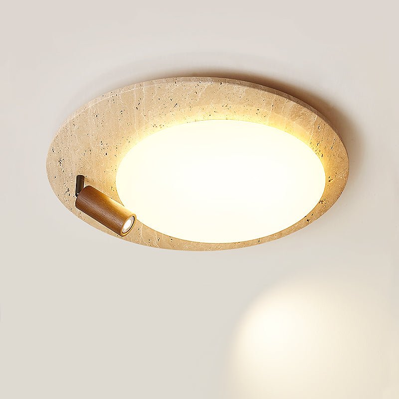 Plafonnier moderne Carson en Travertin jaune et noyer