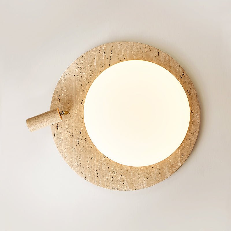 Plafonnier moderne Carson en Travertin jaune et noyer