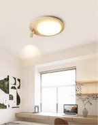 Plafonnier moderne Carson en Travertin jaune et noyer