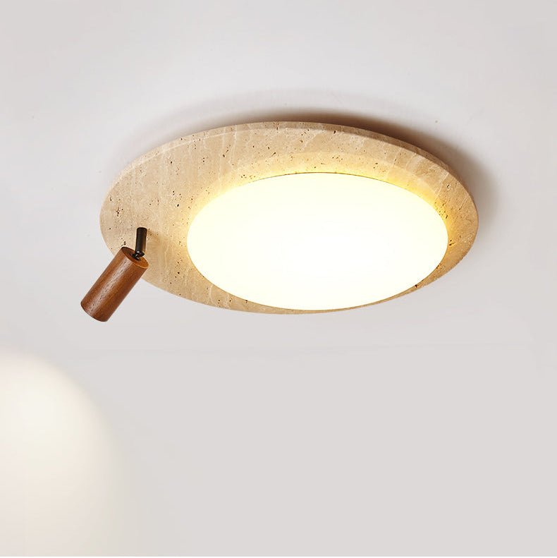 Plafonnier moderne Carson en Travertin jaune et noyer