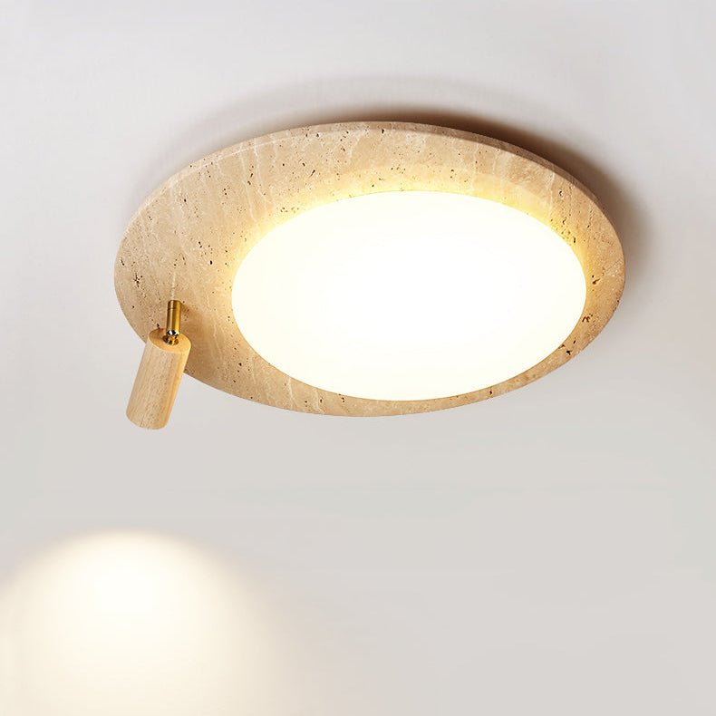Plafonnier moderne Carson en Travertin jaune et noyer