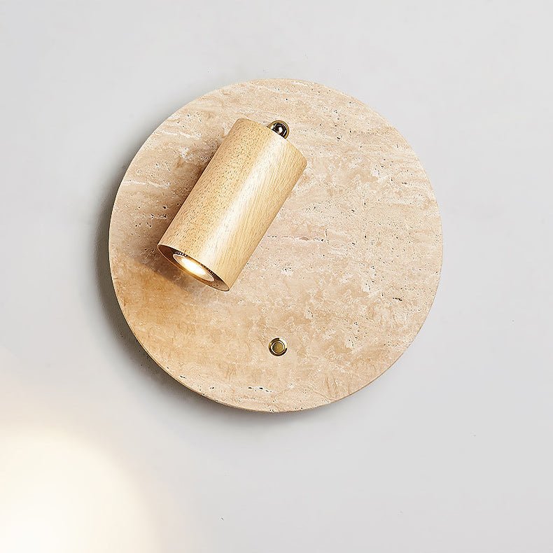 Applique murale moderne Boje en Bois et travertin jaune