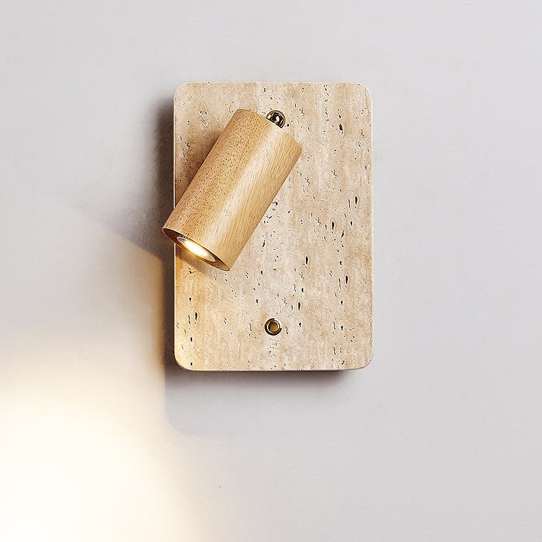 Applique murale moderne Boje en Bois et travertin jaune