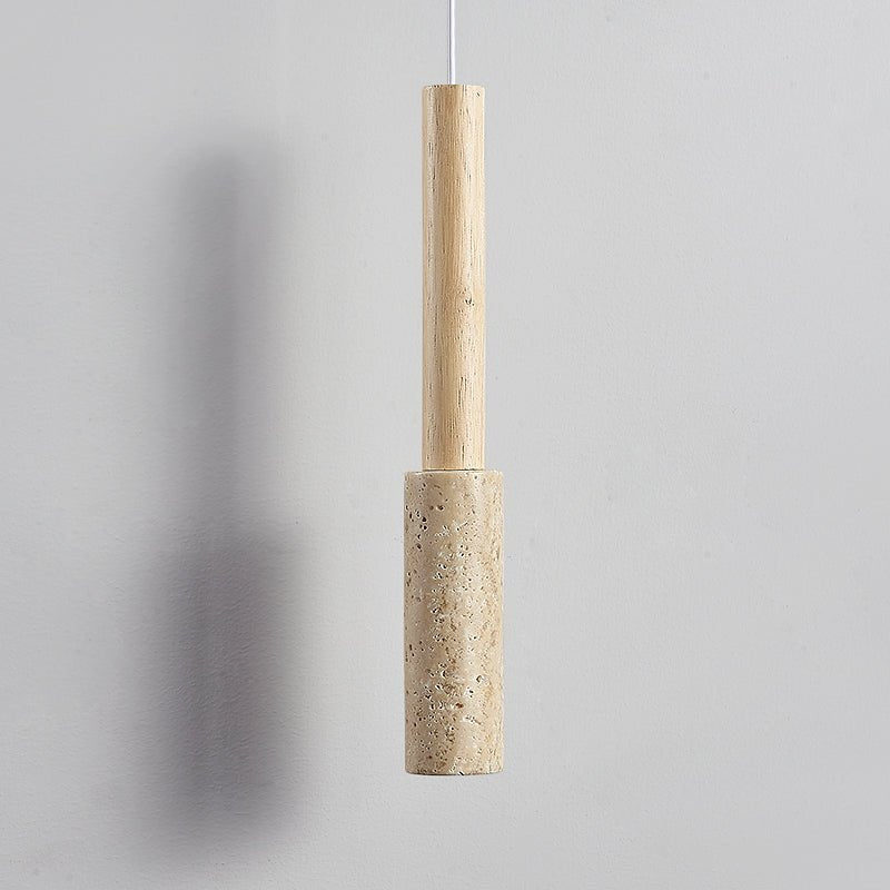 Suspension moderne Poe en Travertin jaune et bois
