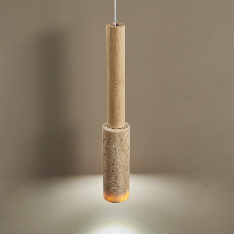 Suspension moderne Poe en Travertin jaune et bois