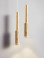 Suspension moderne Poe en Travertin jaune et bois