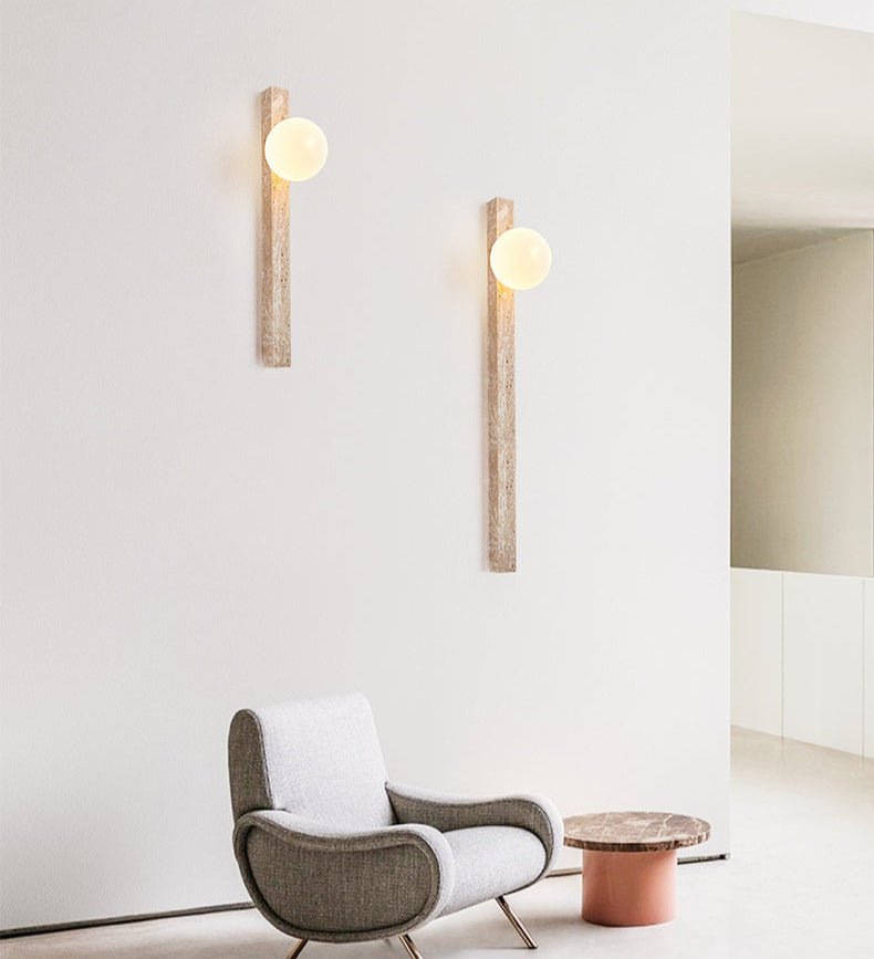Applique murale moderne Bent en Travertin jaune