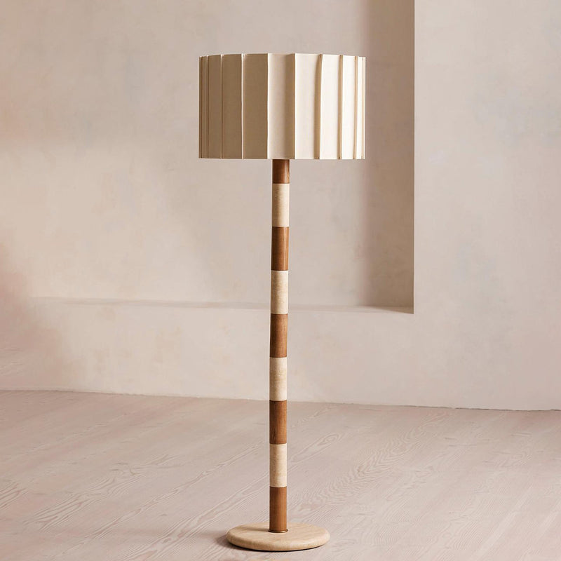 Lampadaire moderne Kaarlo en Travertin jaune et rouge et beige