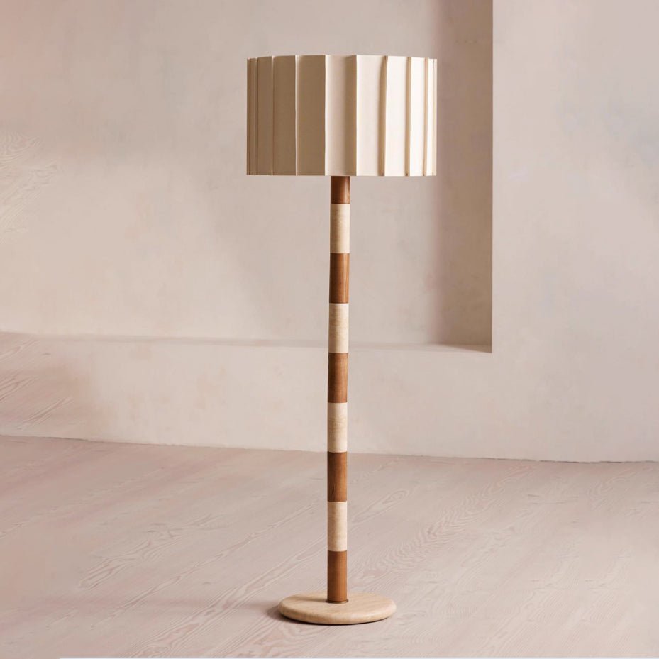 Lampadaire moderne Kaarlo en Travertin jaune et rouge et beige
