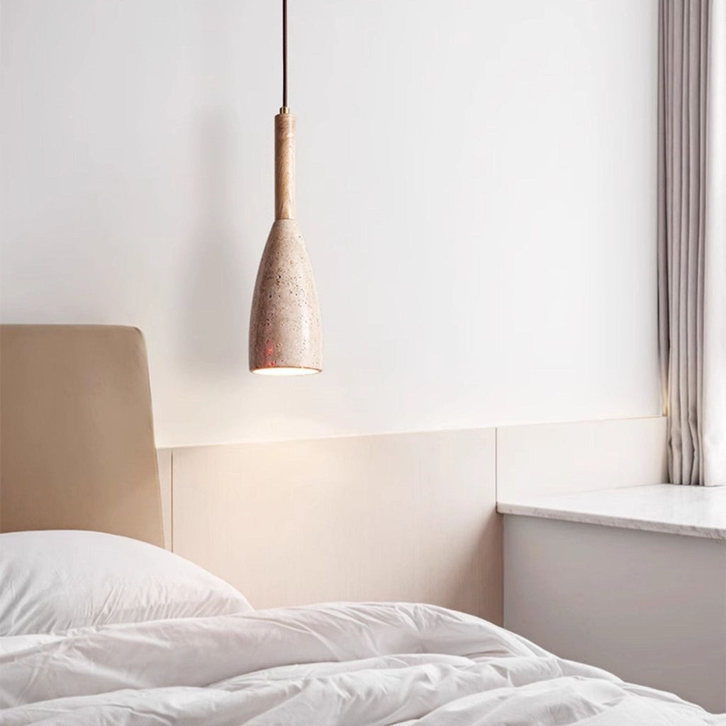 Suspension moderne Balder en Travertin jaune et noyer