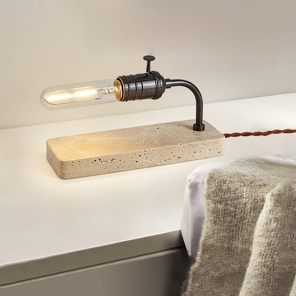 Lampe à poser moderne Carson en Doré et travertin jaune