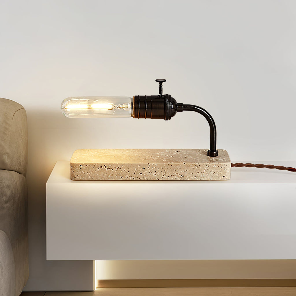 Lampe à poser moderne Carson en Noir et travertin jaune