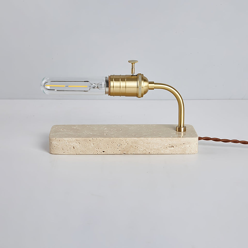 Lampe à poser moderne Carson en Doré et travertin jaune