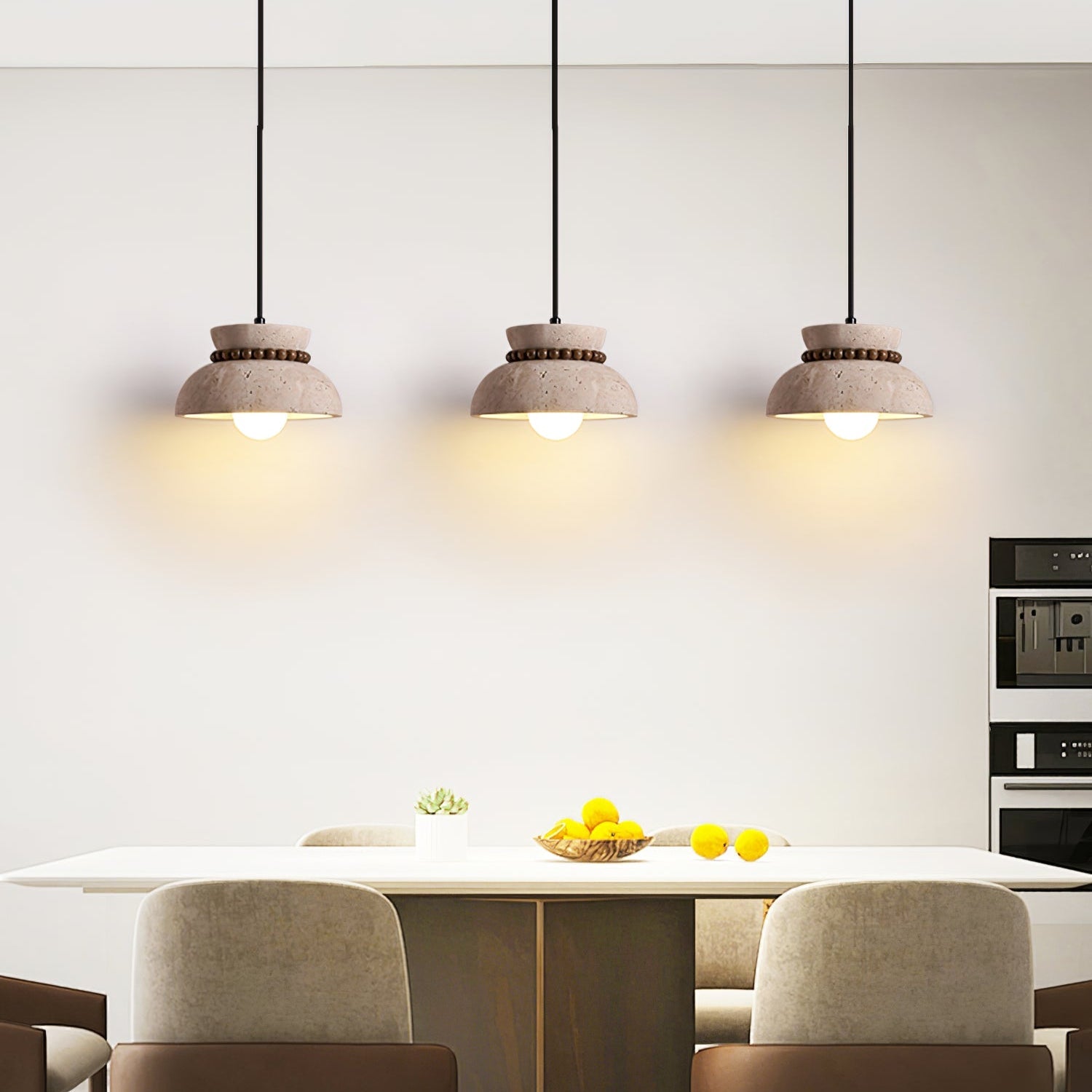 Suspension moderne Hermanni en bois Travertin jaune