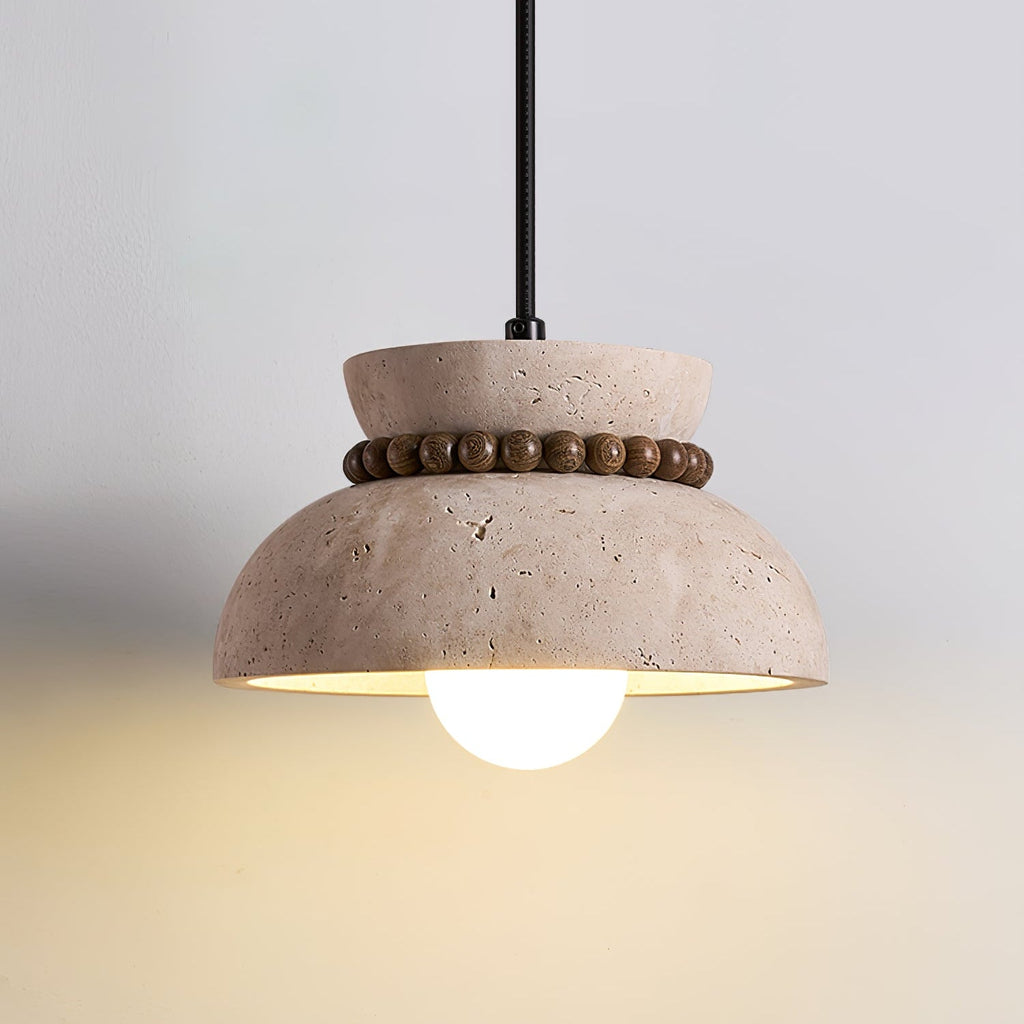 Suspension moderne Hermanni en bois Travertin jaune