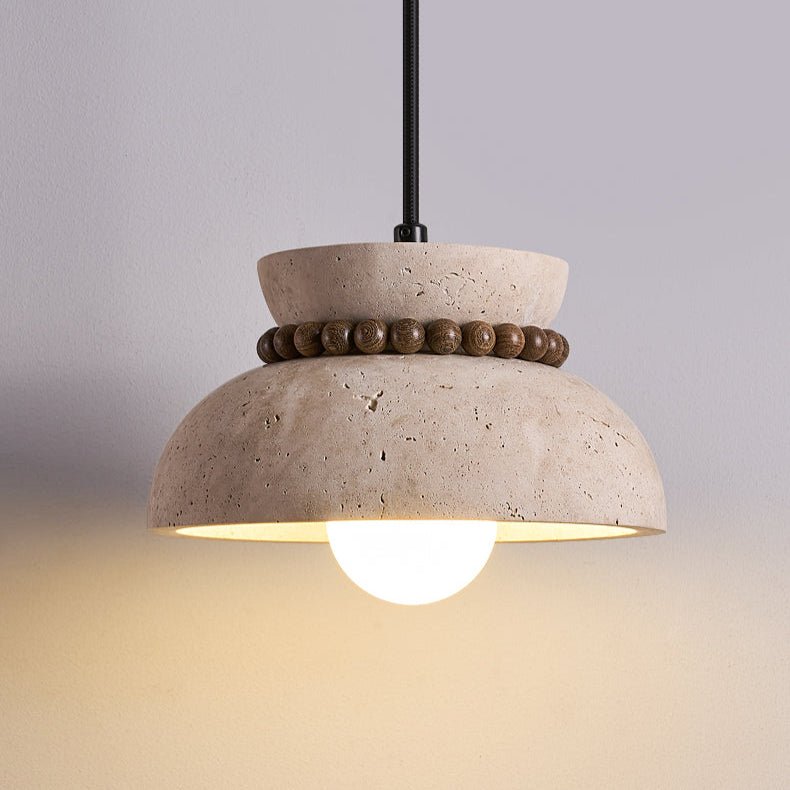 Suspension moderne Hermanni en bois Travertin jaune