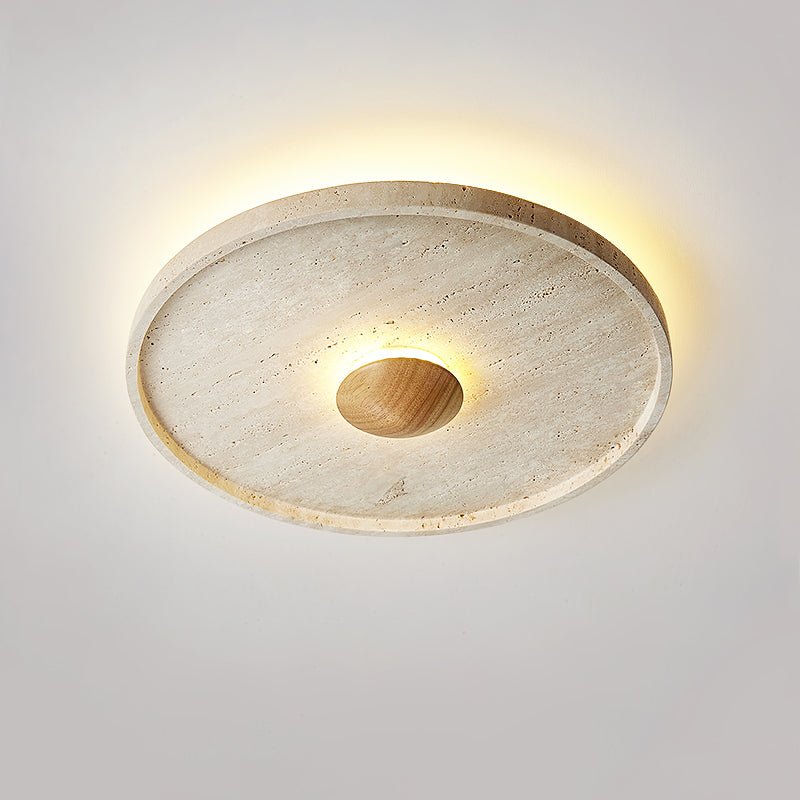 Plafonnier moderne Miko en Travertin jaune et bois