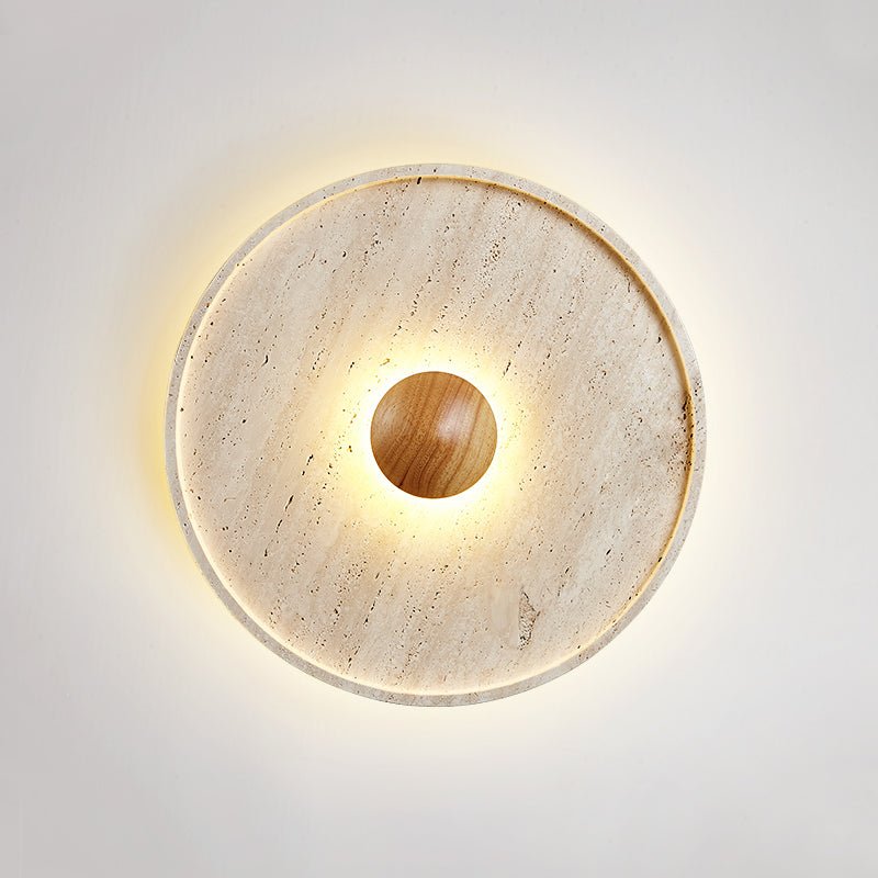 Plafonnier moderne Miko en Travertin jaune et bois