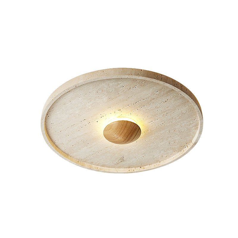 Plafonnier moderne Miko en Travertin jaune et bois