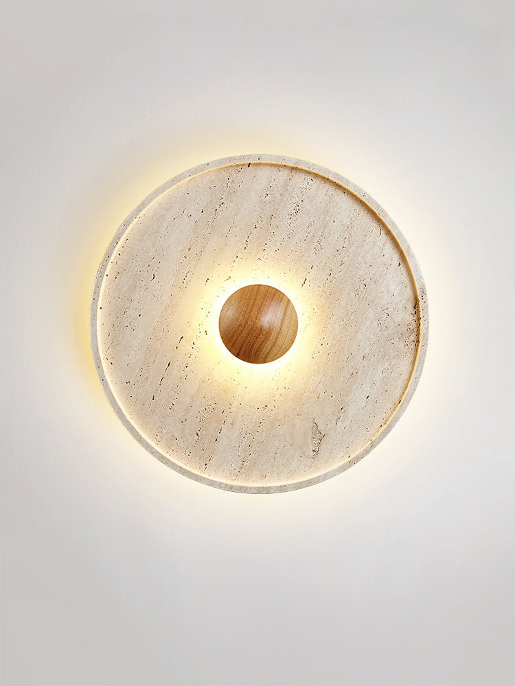 Plafonnier moderne Miko en Travertin jaune et bois