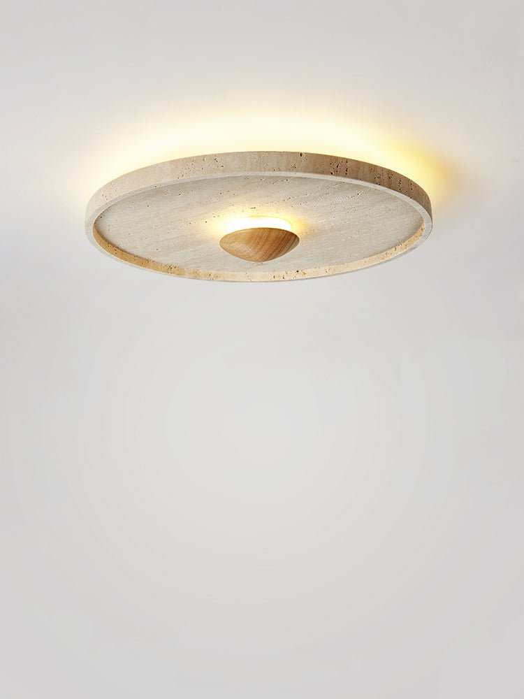 Plafonnier moderne Miko en Travertin jaune et bois