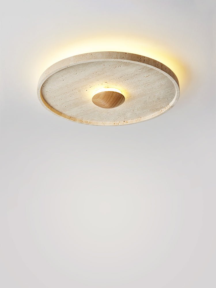 Plafonnier moderne Miko en Travertin jaune et bois