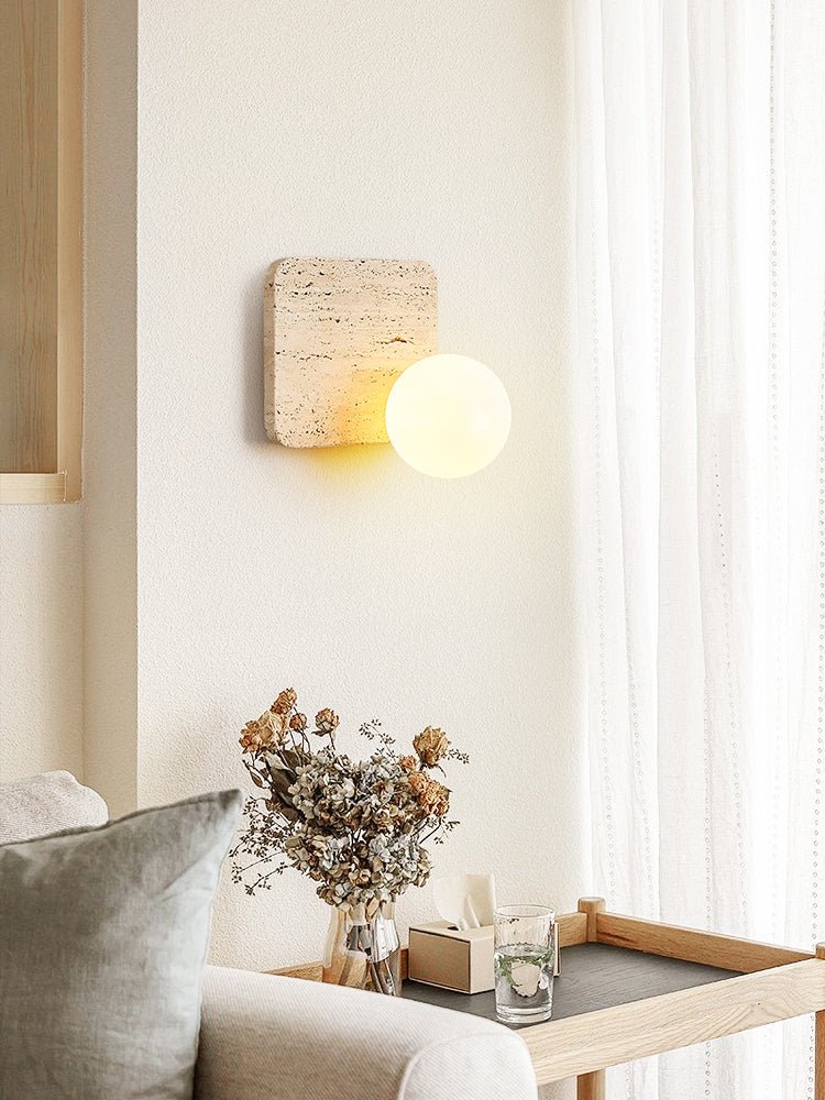 Applique murale moderne Styrkar en Travertin jaune et blanc