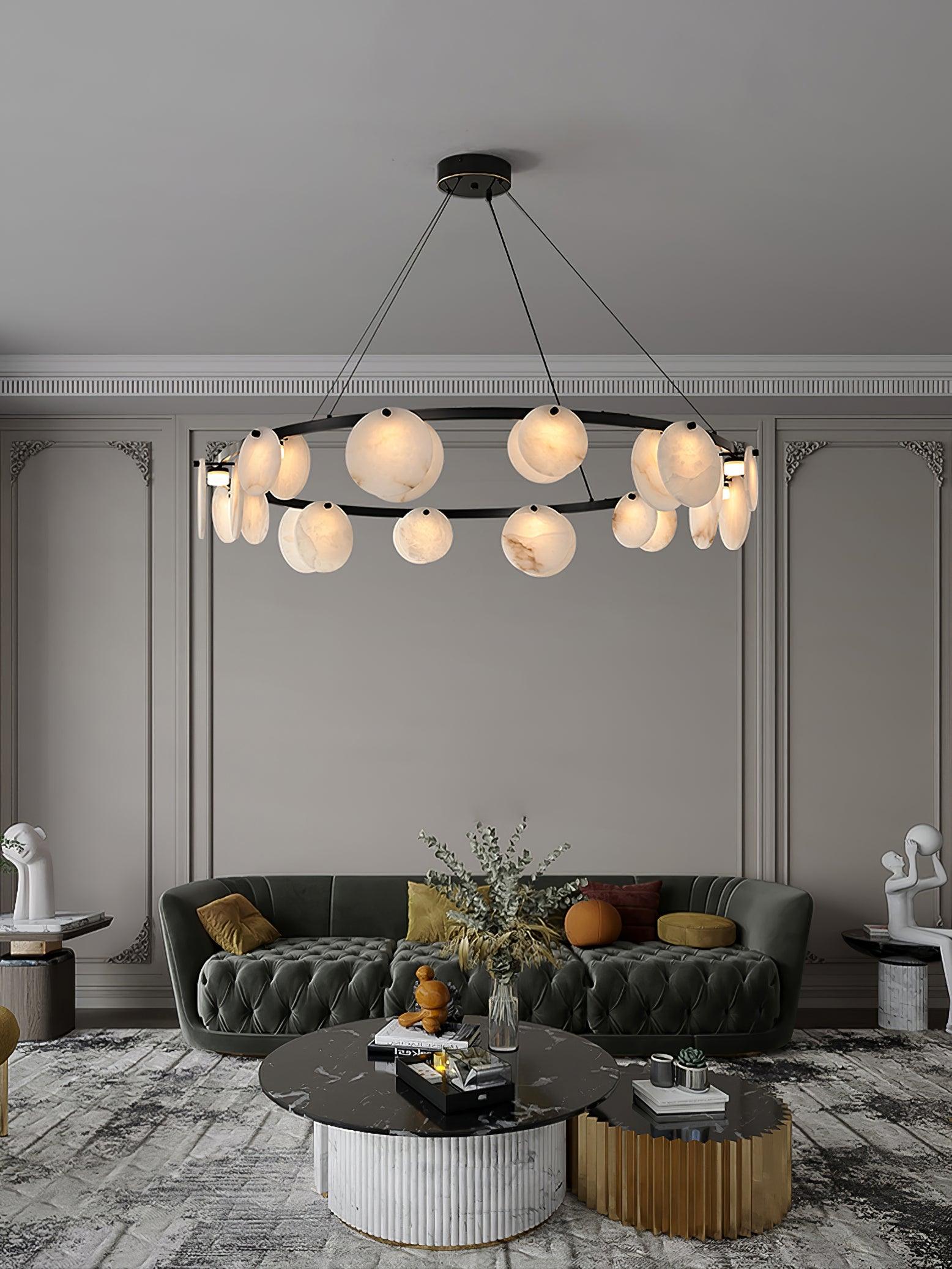 Lustre moderne Tobbe en Albâtre Noir et blanc