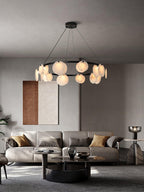 Lustre moderne Tobbe en Albâtre Laiton et blanc