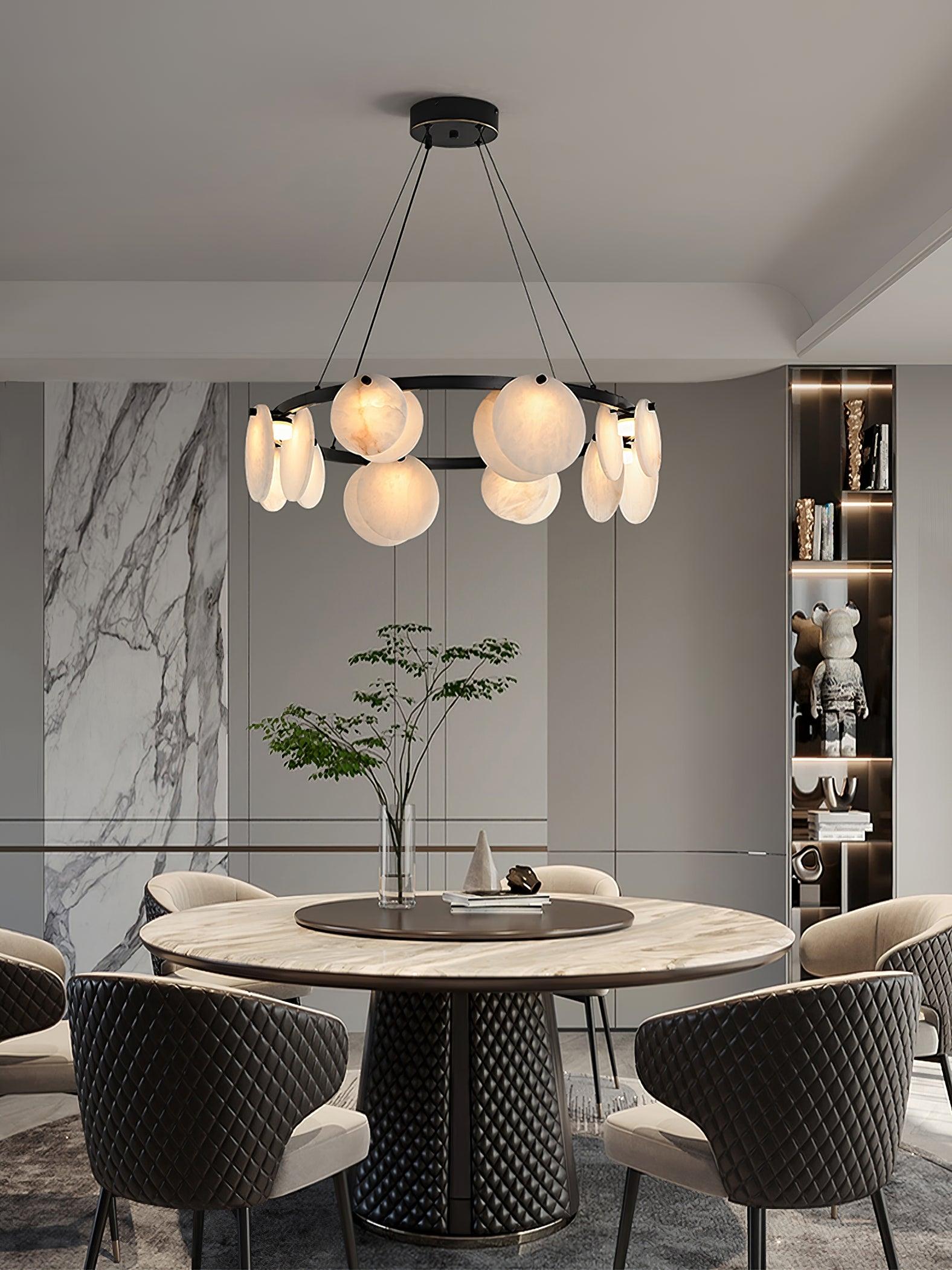 Lustre moderne Tobbe en Albâtre Laiton et blanc