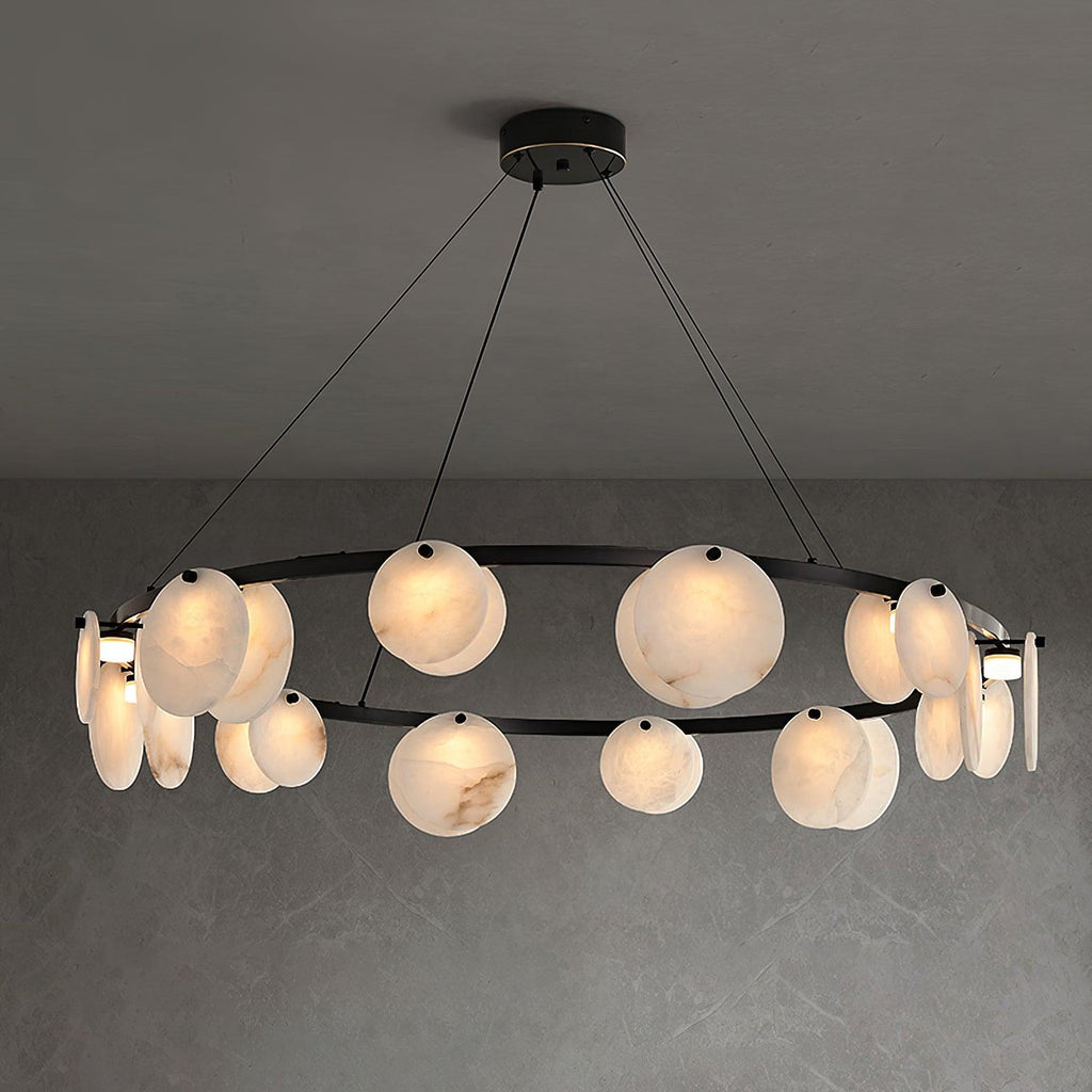 Lustre moderne Tobbe en Albâtre Laiton et blanc
