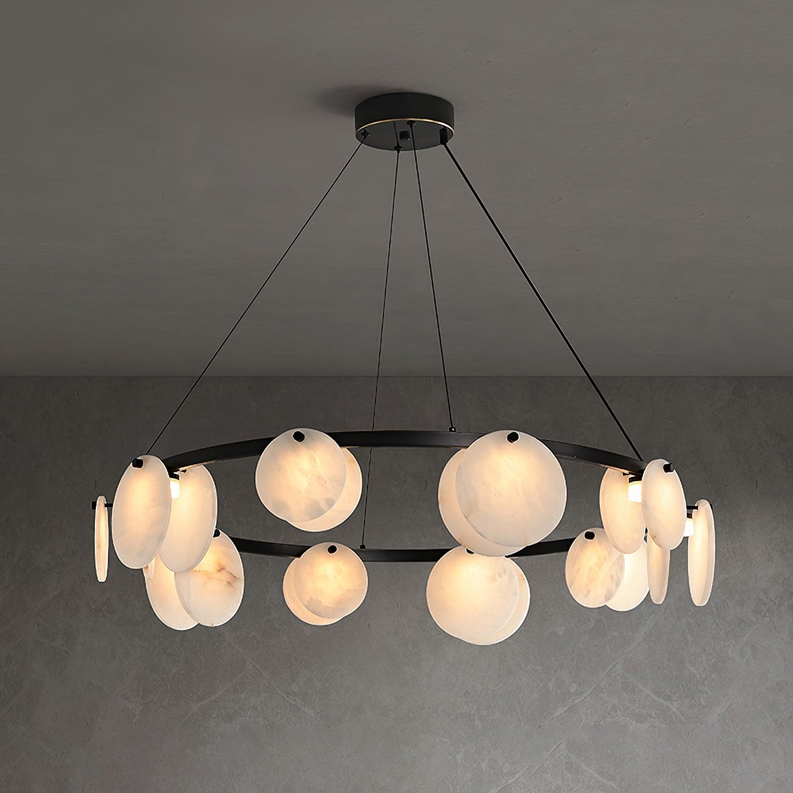 Lustre moderne Tobbe en Albâtre Noir et blanc