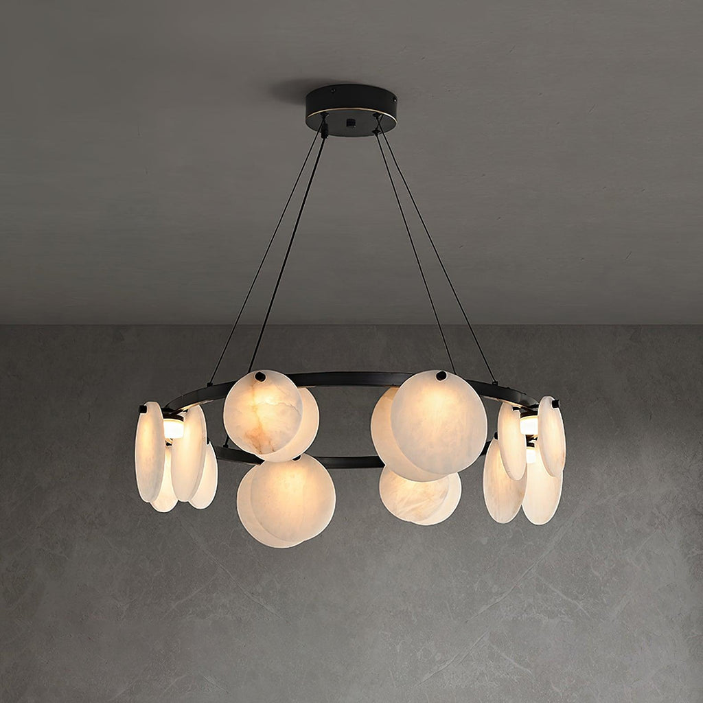 Lustre moderne Tobbe en Albâtre Laiton et blanc